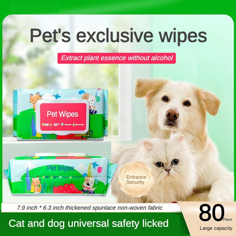 Dog & Cat Wipes – Hypoallergenic, Gentle Pet Grooming Wipes with Vitamins A, C & E (80 Count)